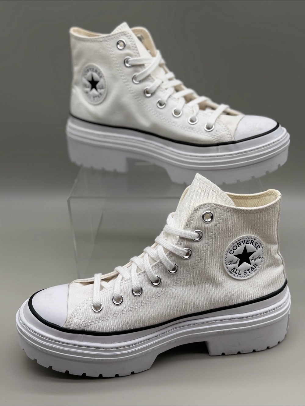 Converse Women Chuck Taylor All Star Lugged Heel HI White Platform Shoes 8.5